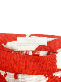Prada Spring 2001 Red Carnation Print Pencil Skirt