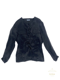 Prada Spring 1993 Sheer Silk Organza 'Saharienne' Lace Top