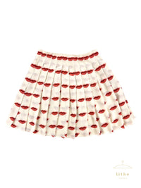 Prada Spring 2000 Red Lips Print Pleated Silk Skirt