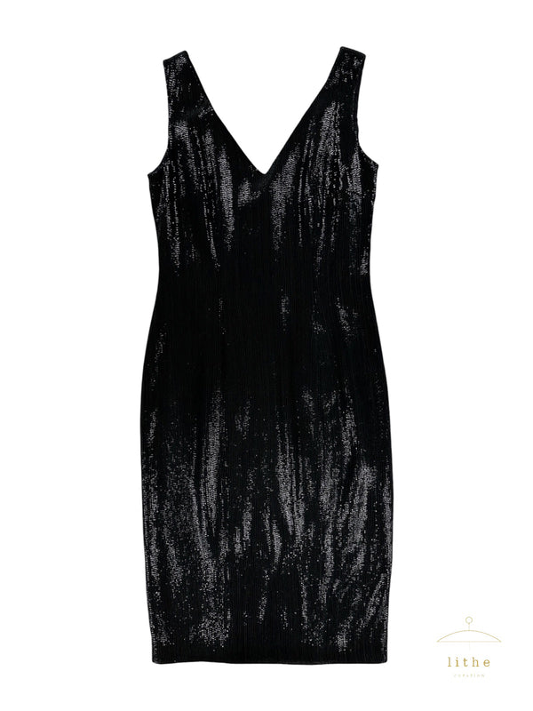 Vintage John Galliano Black Sequin Sheath Dress
