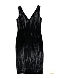 Vintage John Galliano Black Sequin Sheath Dress