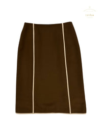 Prada Fall 1996 Brown Cream Trim Skirt