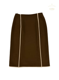 Prada Fall 1996 Brown Cream Trim Skirt
