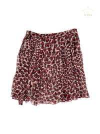 Prada Spring 2000 Red Hearts Print Silk Chiffon Skirt