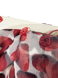 Prada Spring 2000 Red Hearts Print Silk Chiffon Skirt