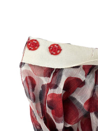 Prada Spring 2000 Red Hearts Print Silk Chiffon Skirt