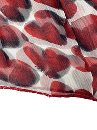 Prada Spring 2000 Red Hearts Print Silk Chiffon Skirt