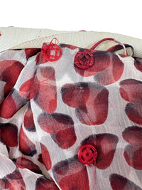 Prada Spring 2000 Red Hearts Print Silk Chiffon Skirt