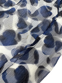 Prada Spring 2000 Blue Hearts Print Silk Chiffon Blouse