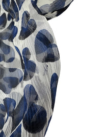 Prada Spring 2000 Blue Hearts Print Silk Chiffon Blouse