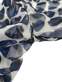 Prada Spring 2000 Blue Hearts Print Silk Chiffon Blouse