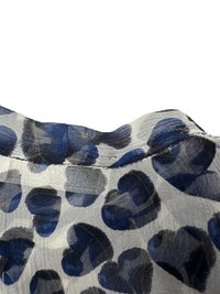 Prada Spring 2000 Blue Hearts Print Silk Chiffon Blouse