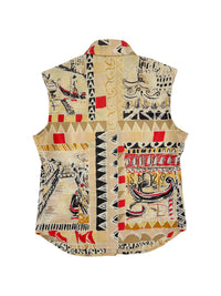 Prada Spring 2004 Milan Postcard Print Cotton Sleeveless Top | Vintage 2000s