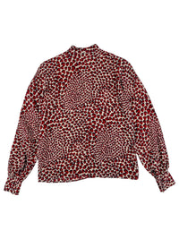 Prada Spring 2000 Red Hearts Print Silk Blouse | Vintage 2000s