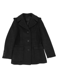Prada Fall 1996 Black Wool Jacket Coat | Vintage 1990s Carolyn Bessette Kennedy Natalie Portman