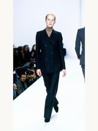 Calvin Klein Collection Fall 1996 Pinstripe Charcoal Grey Wool Suit | Vintage 1990s
